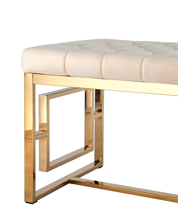 Банкетка-скамейка БРУКЛИН вельвет бежевый сталь золото Банкетка-скамейка БРУКЛИН вельвет бежевый сталь золото